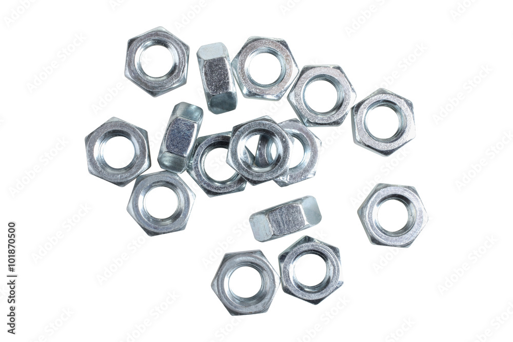 a bunch of new clean nuts isolated on white background a bunch of new clean nuts isolated on white background