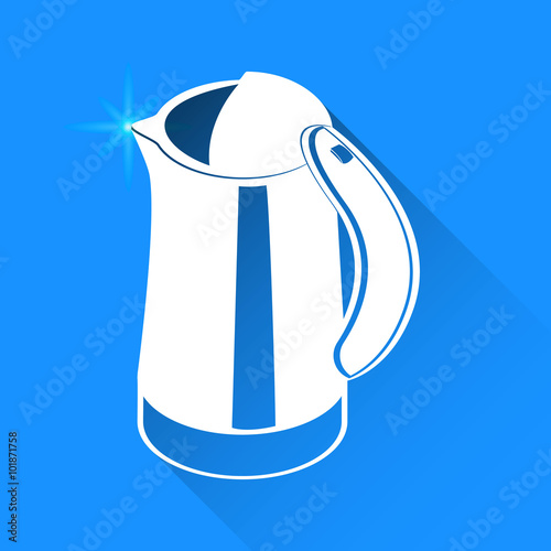 kettle on blue background