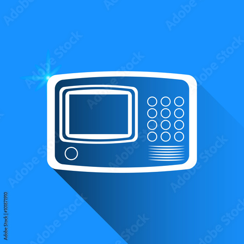 intercom on blue background