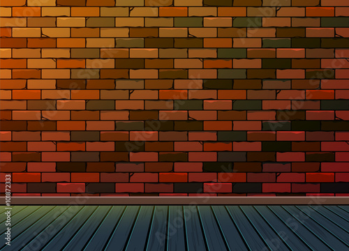 Brick pattern background texture wall with wooden floor,To adapt idea for room,presentation for space,interior,furniture, gallery,office,studio,living room,workspace,vector, illustration