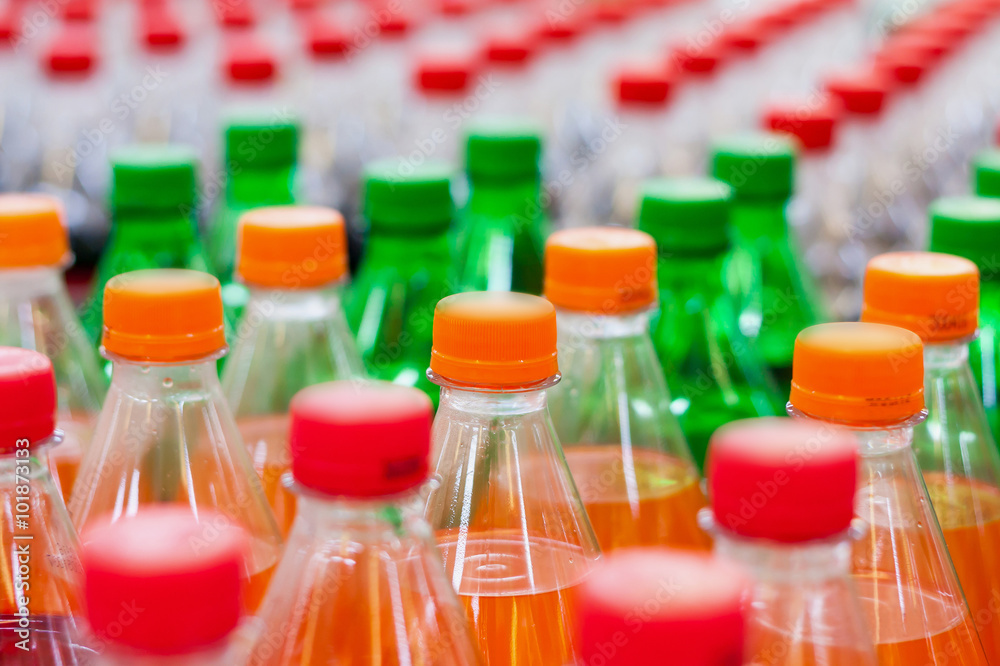 Εκτύπωση καμβά Bottles with soft drinks