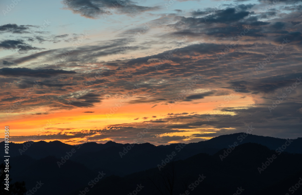 Beautiful view of mountain sunset landscape