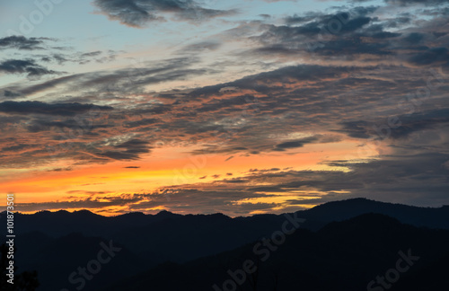 Beautiful view of mountain sunset landscape
