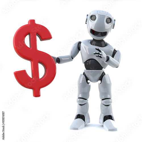 3d Robot holding a US Dollar currency symbol © Steve Young