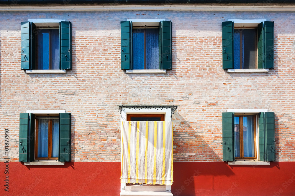 Front door to the house on venetian island Burano, Venice, Italy