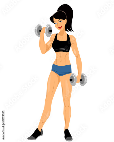 Girl with dumbbells