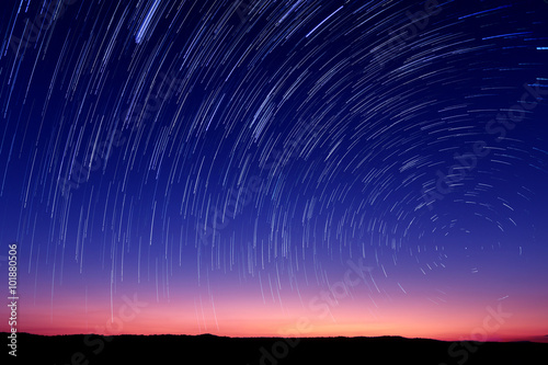 Beautiful star trail image during the night