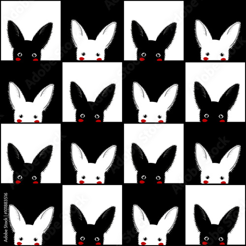 Black White Rabbit Chess bo...