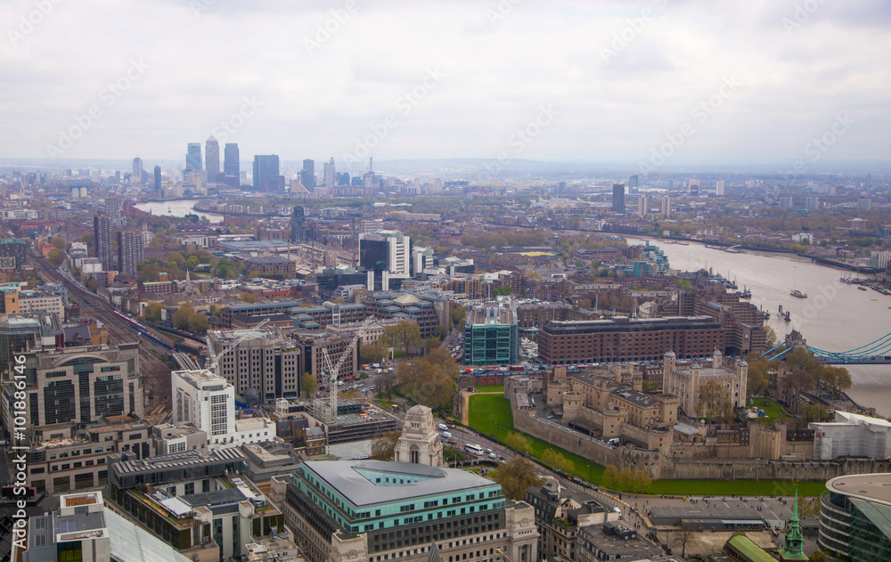 LONDON, UK - APRIL 22, 2015: Canary Wharf business and banking aria