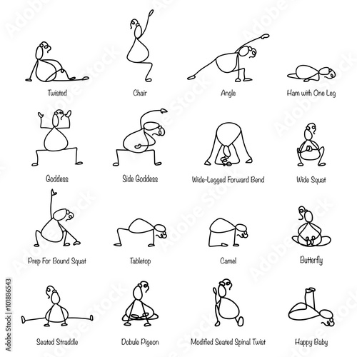 Hand drawing line cartoon yoga for pregnancy