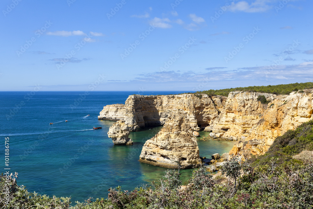Cliffs at the beach praia da Marinha, Lagoa, Algarve