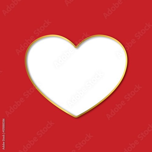 Valentine white heart cut out on red background