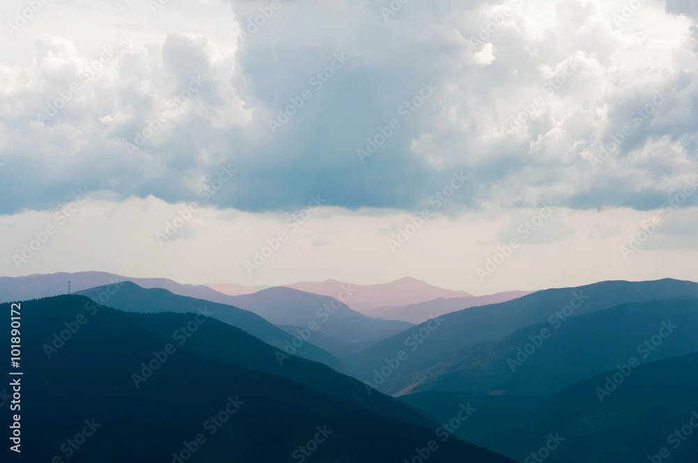 Carpathians Mountains View with cloudy sky Carpathians Mountains View with cloudy sky