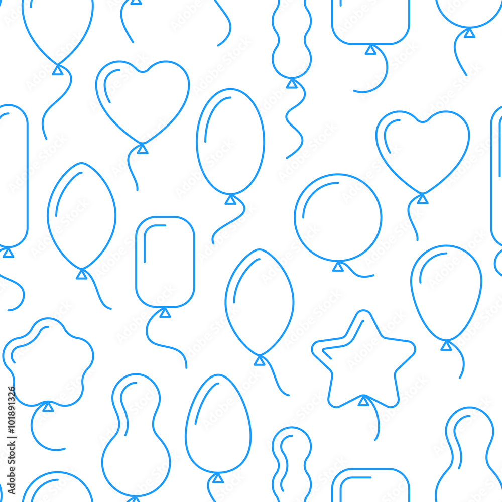 Vector seamless pattern with balloons of different shapes