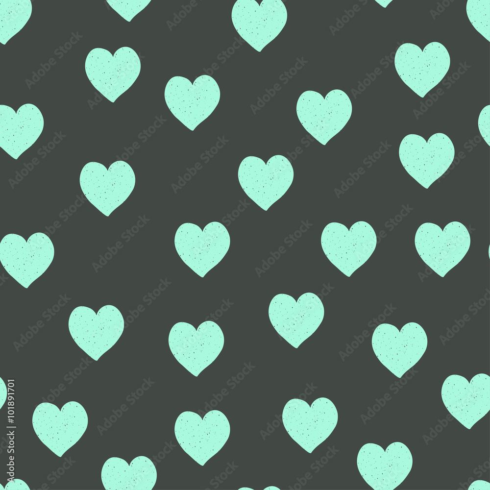 Hearts color hand-drawn vector seamless pattern.