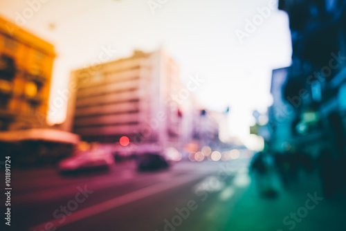 Intentionally blurred colorful filtered view of congested metropolis