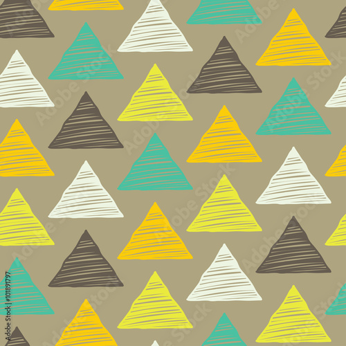 Seamless hand-drawn triangles pattern.
