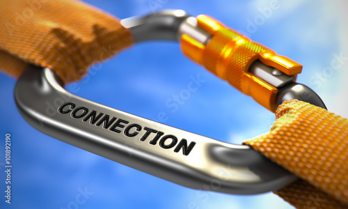 Chrome Carabiner with Text Connection.