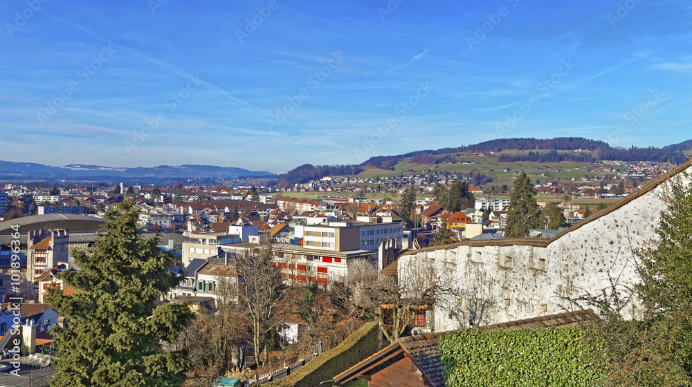 Panorama of modern part of the Thun Town