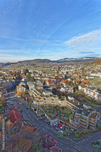 Aerial View of the Thun City and mountains