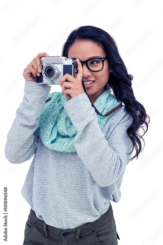 Asian woman taking picture with digital camera Asian woman taking picture with digital camera