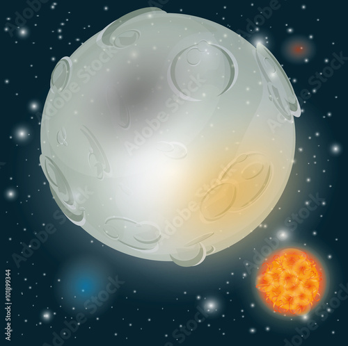 the moon and sun , universum, vector
