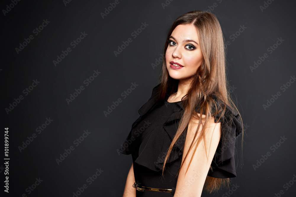 Portrait of beautiful woman in black dress Portrait of beautiful woman in black dress