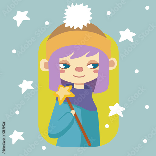 Winter girl with magic wand
