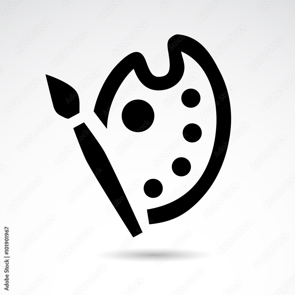 Fototapeta premium Paint, pallette and brush vector icon.