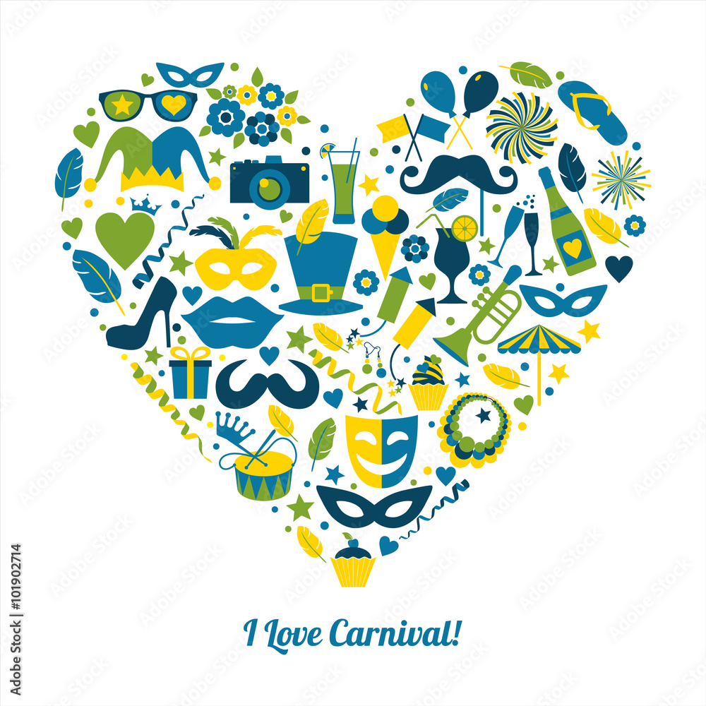 Carnival vector illustration in heart. Carnival vector illustration in heart.