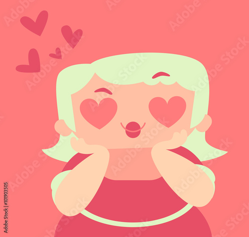 Blond Girl with Crazy Hearts Eyes