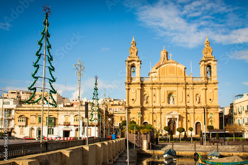 Wiev to the Msida Parish Church near Valletta in Malta photo