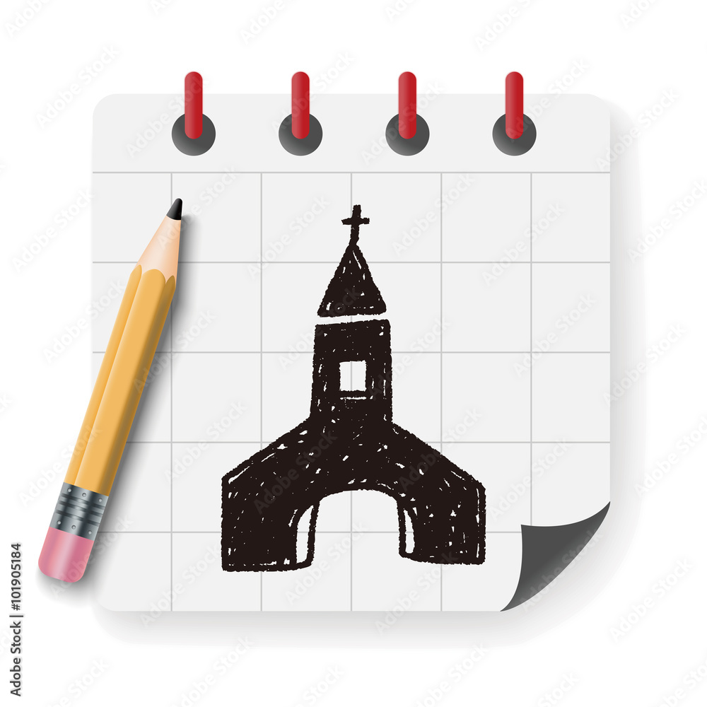 Obraz premium church doodle