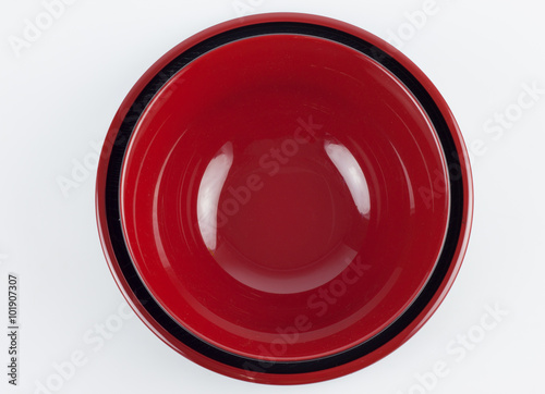 Red empty bowl isolated on white background