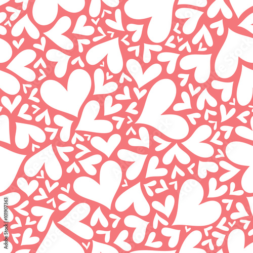 Red hearts seamless pattern. Valentine's day vector.