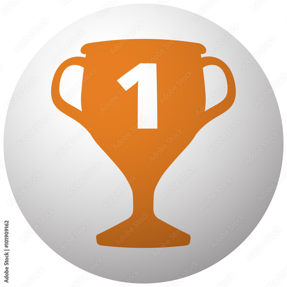 Orange Trophy icon on sphere isolated on white background Orange Trophy icon on sphere isolated on white background