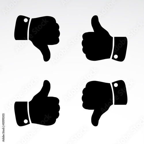 Like, dislike, thumb up - vector icon set.