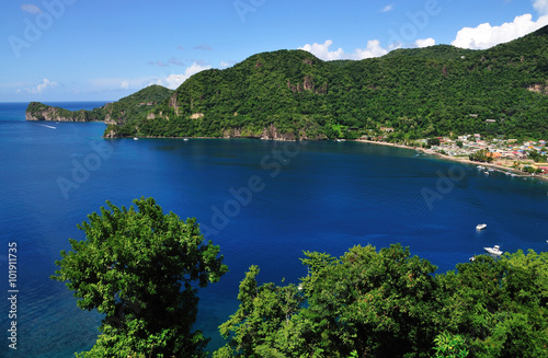 Blue waters in the bay of Soufriere