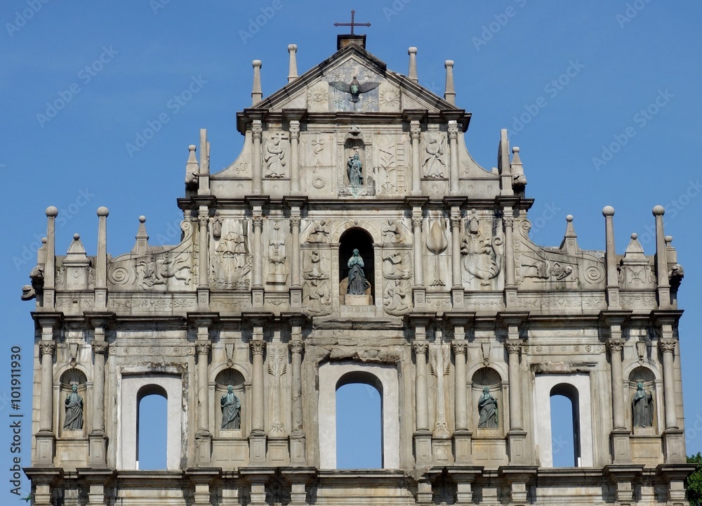 The ruins of St. Paul's church built in the historic center of Macau (Macao)