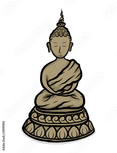 earthen buddha / cartoon vector and illustration, hand drawn style, isolated on white background.