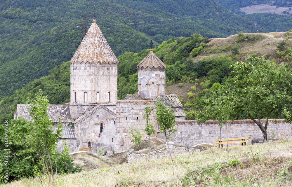 Armenian Apostolic Church. Mountain landscape, the monastery. The landscape in Armenia (Tatev). 