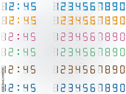 Simple digital clock illustrated on white