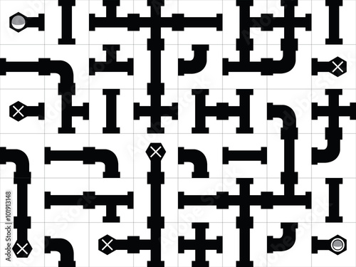 Pipe puzzle game illustrated on white