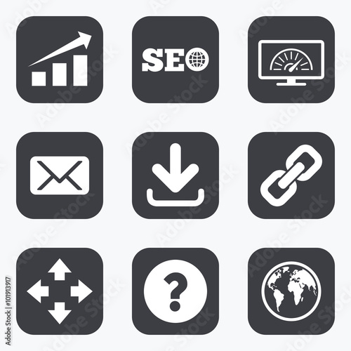 Internet, seo icons. Bandwidth speed sign.