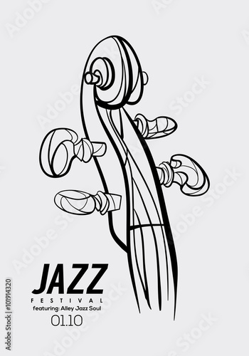 Music Poster background template. Vector violin neck illustration.