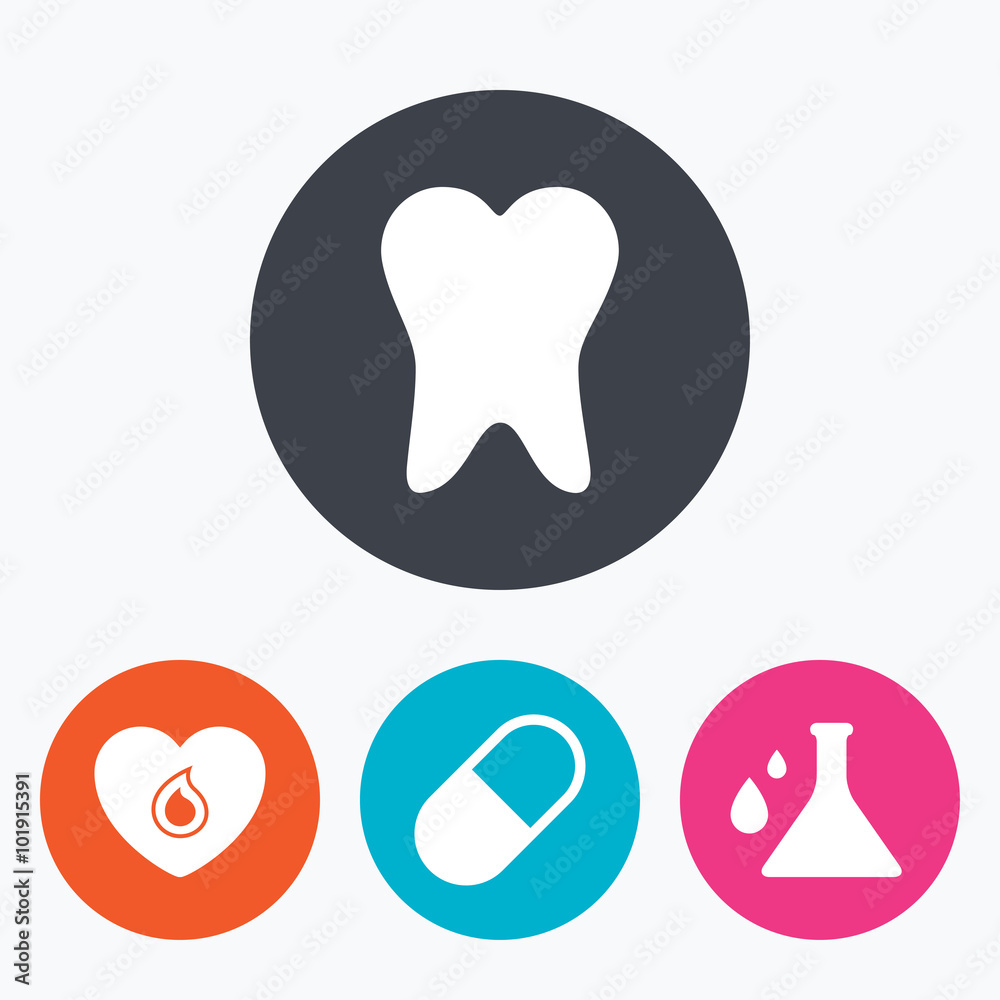 Medical icons. Pill, tooth, chemistry and heart. Medical icons. Pill, tooth, chemistry and heart.
