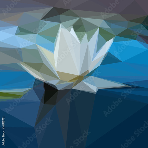 Low flower  poly design water lily triangular