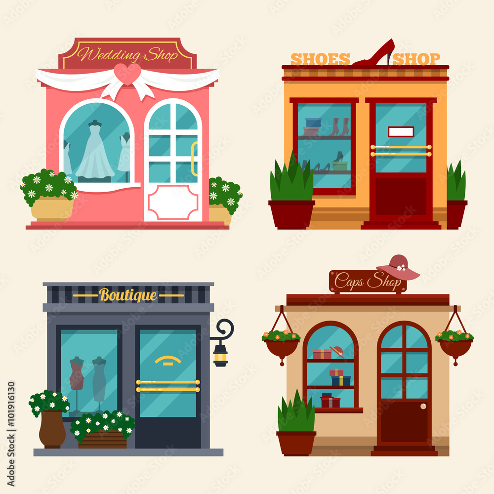 Φωτογραφία Vector illustration of buildings that are shops for buying presents