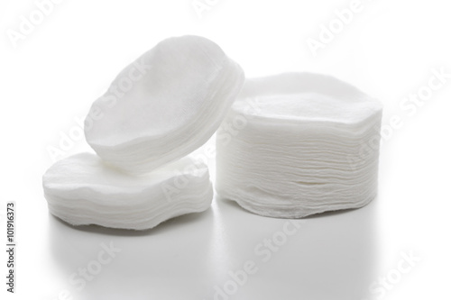 cotton pads on the white background