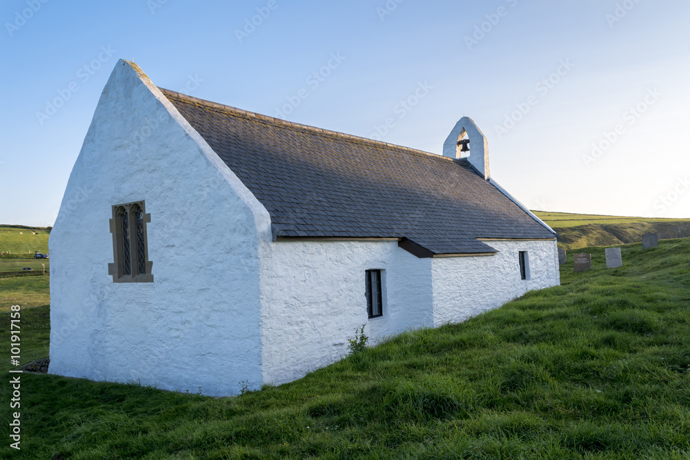 Welsh chapel, located in Mwnt, on Cardigan coast, on a summers evening Welsh chapel, located in Mwnt, on Cardigan coast, on a summers evening